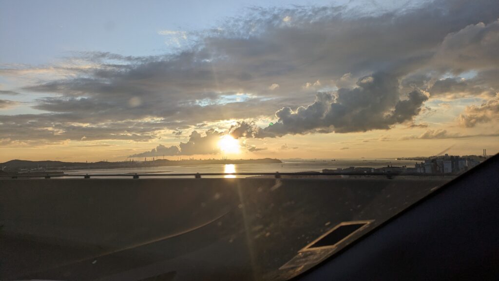 sunset view from west sea bridge
