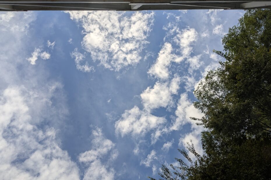 a clear blue sky